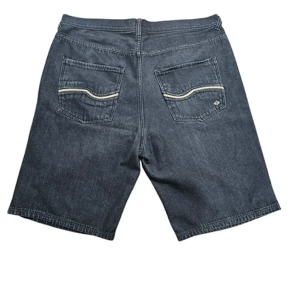 ENYCE Men's Size 44 Rinsed Black Denim Jean Shorts Baggy Fit Y2K Hip Hop Style